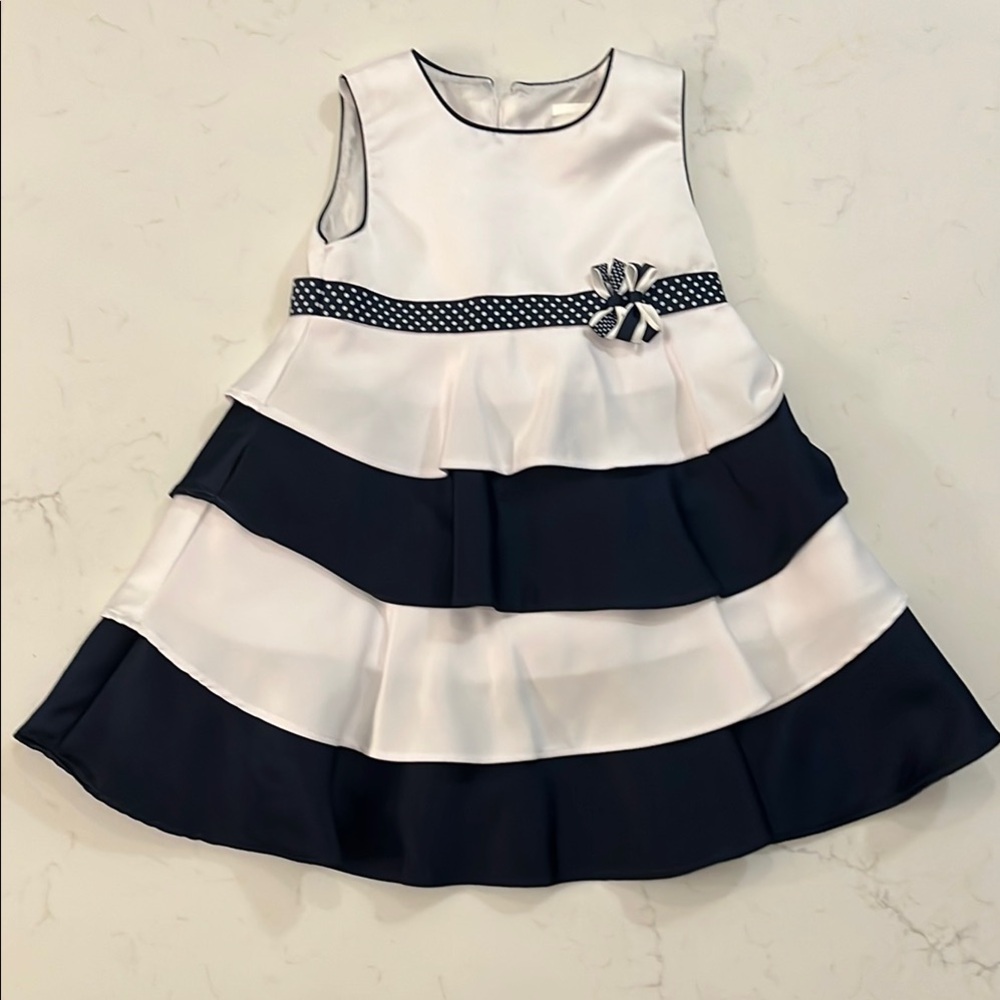 Dorissa Blue and White Sleeveless A-Line Dress - Picture 8 of 9
